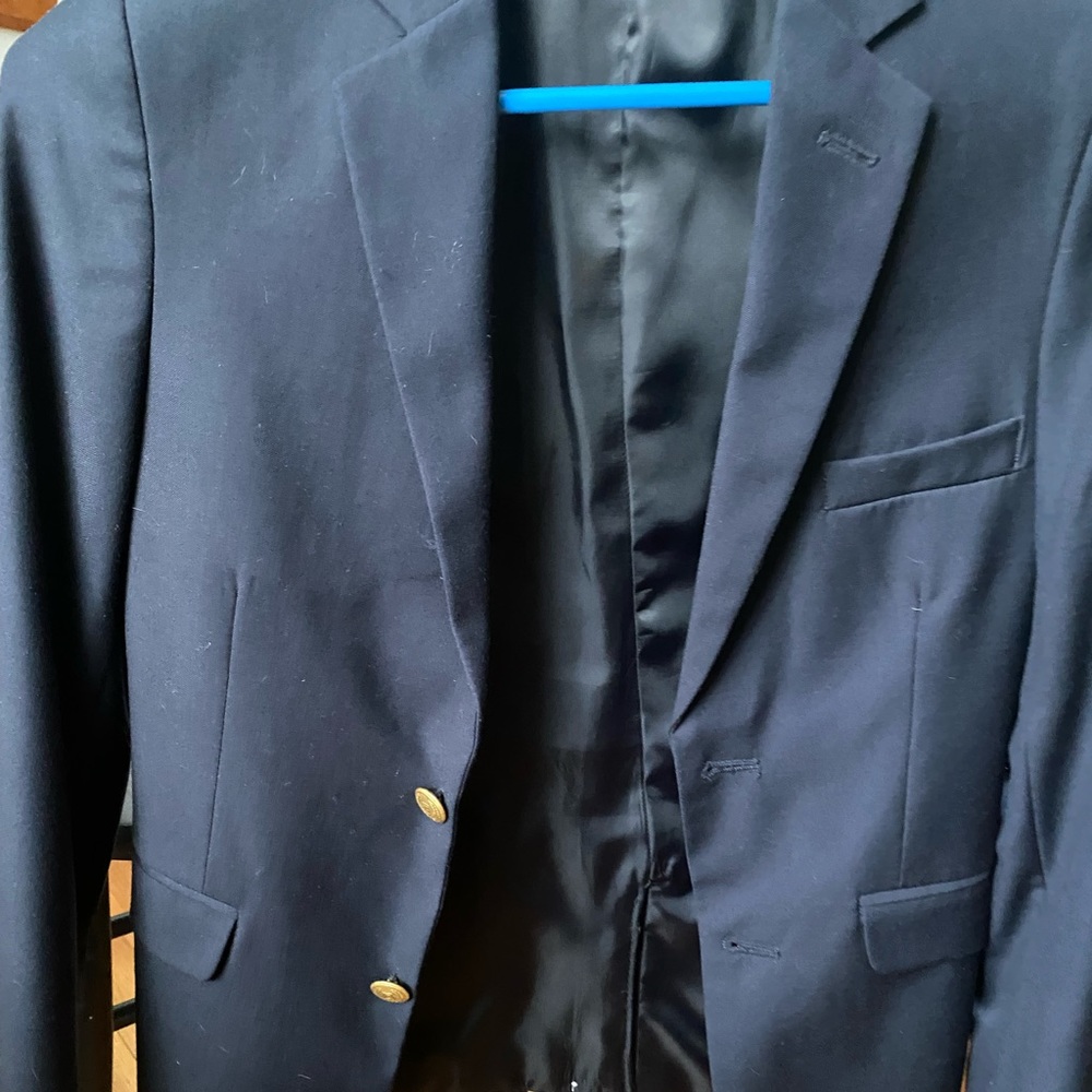 Navy boys formal blazer, Chaps, size 12, worn once. Gold button detail.